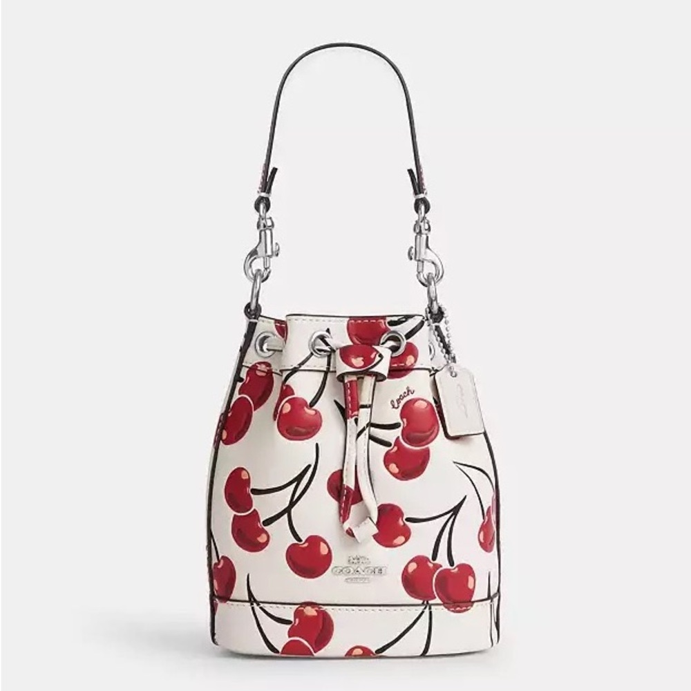 Coach Cherry Print Bucket Bag - White and Red